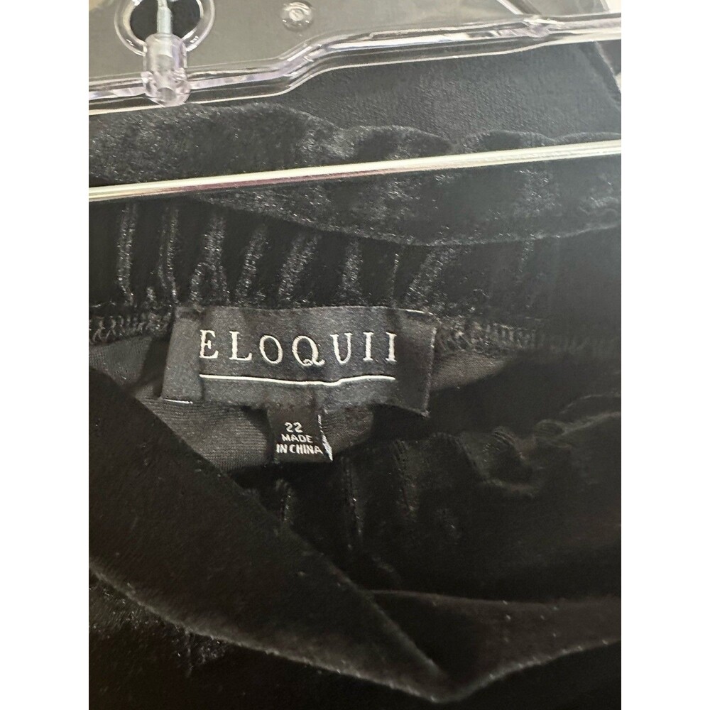 Eloquii Pants Womens 22 Black Velvet Elastic Pants Holiday Festive Career Party‎ - Picture 5 of 5